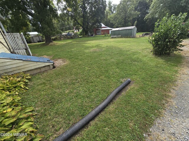 view of yard with an outdoor structure