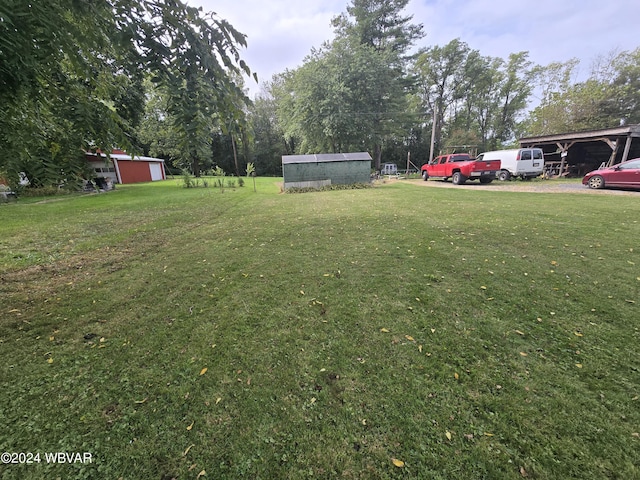 view of yard with an outdoor structure