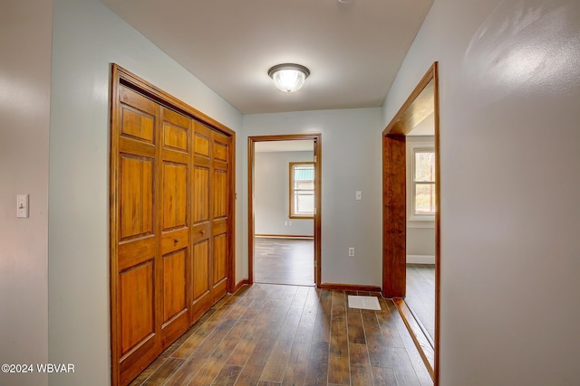 hall featuring dark hardwood / wood-style floors