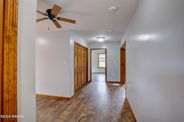 corridor with dark wood-type flooring