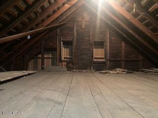 view of unfinished attic