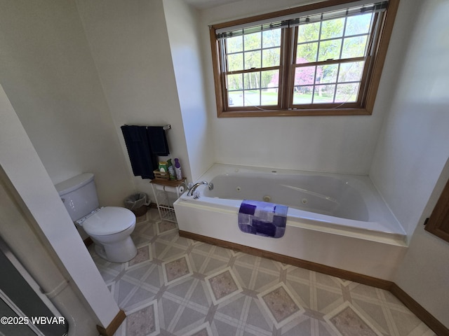 32 Chestnut Ct, Jersey Shore, PA 17740 - full bathroom featuring toilet, tile patterned floors, a tub with jets, and baseboards