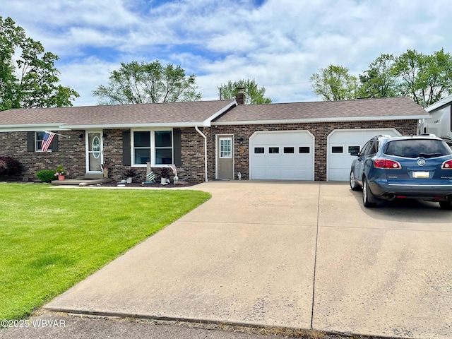 15 Hillview Ave, Williamsport, PA 17701 - single story home featuring a garage, concrete driveway, a shingled roof, a front lawn, and brick siding
