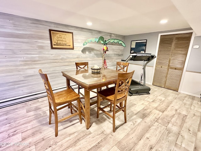 15 Hillview Ave, Williamsport, PA 17701 - dining area featuring wood walls, light wood-style floors, and recessed lighting