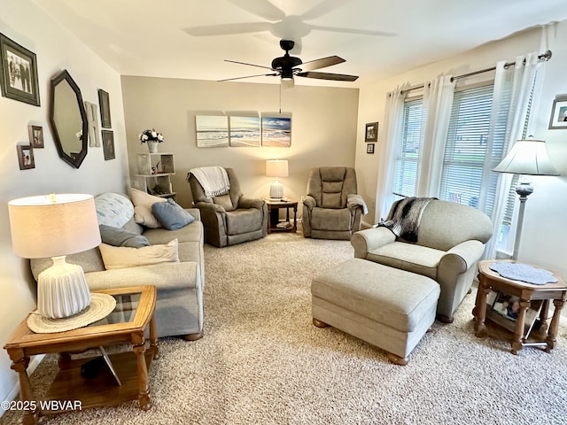 15 Hillview Ave, Williamsport, PA 17701 - living room featuring carpet and ceiling fan