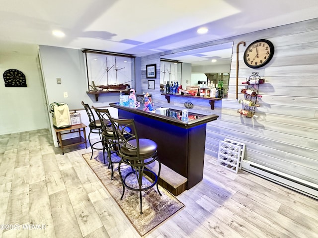 15 Hillview Ave, Williamsport, PA 17701 - indoor dry bar with wood finished floors, a baseboard heating unit, and recessed lighting