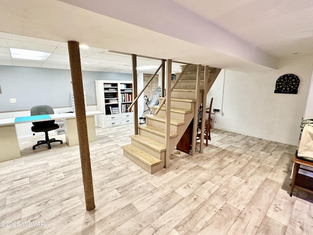15 Hillview Ave, Williamsport, PA 17701 - finished below grade area featuring light wood finished floors, an office area, stairway, and a paneled ceiling
