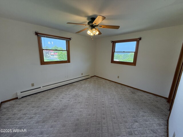 309 W Keller St, Lock Haven, PA 17745 - carpeted empty room featuring a baseboard radiator, healthy amount of natural light, and a ceiling fan