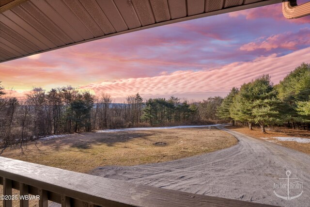 view of yard at dusk