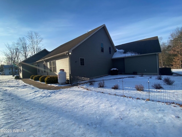 view of snow covered exterior