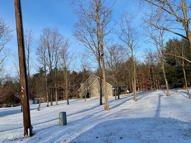 view of yard layered in snow