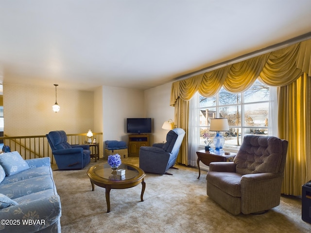 living room featuring carpet flooring