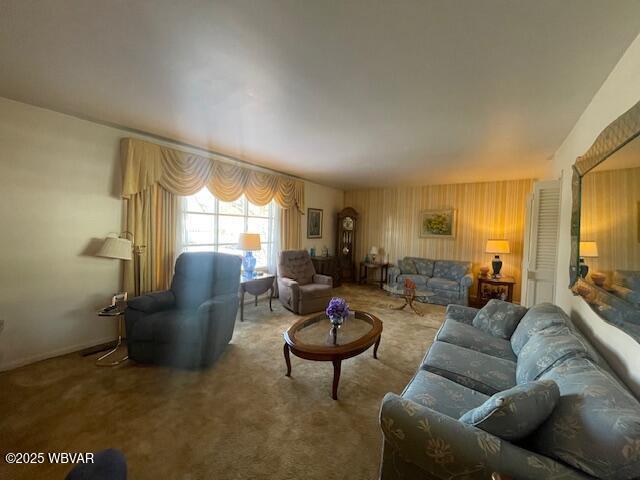 living room featuring carpet flooring