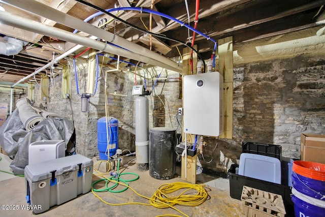2177 N Williamson Rd, Covington, PA 16917 - unfinished below grade area with a water pressure tank and a water softener