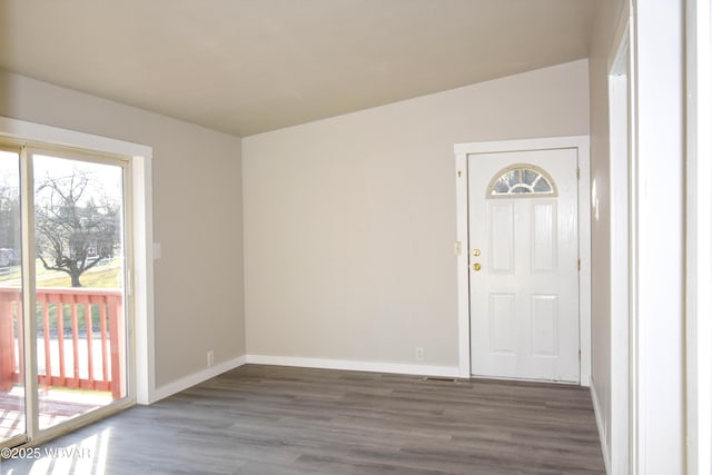 entryway featuring dark wood-type flooring