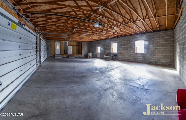 garage with a garage door opener