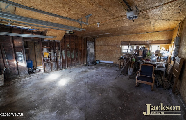 garage with a garage door opener