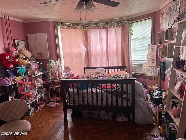 1518 Memorial Ave, Williamsport, PA 17701 - bedroom with cooling unit, a ceiling fan, and ornamental molding