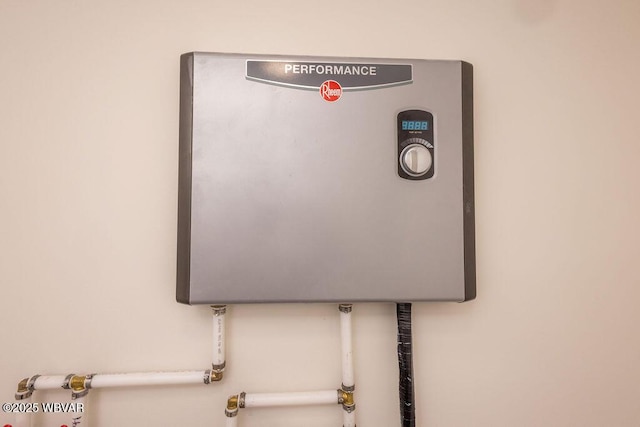 interior details featuring tankless water heater