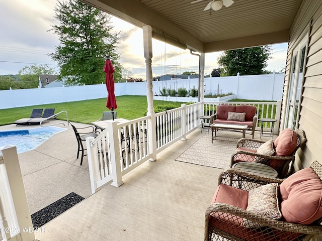 2035 Woodland Rd, Montoursville, PA 17754 - view of patio with ceiling fan and outdoor lounge area