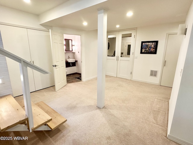 2035 Woodland Rd, Montoursville, PA 17754 - finished below grade area featuring recessed lighting, light colored carpet, and baseboards