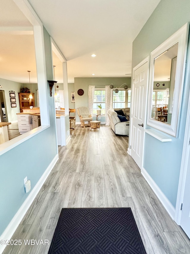 2035 Woodland Rd, Montoursville, PA 17754 - corridor with light wood-style flooring, baseboards, and recessed lighting