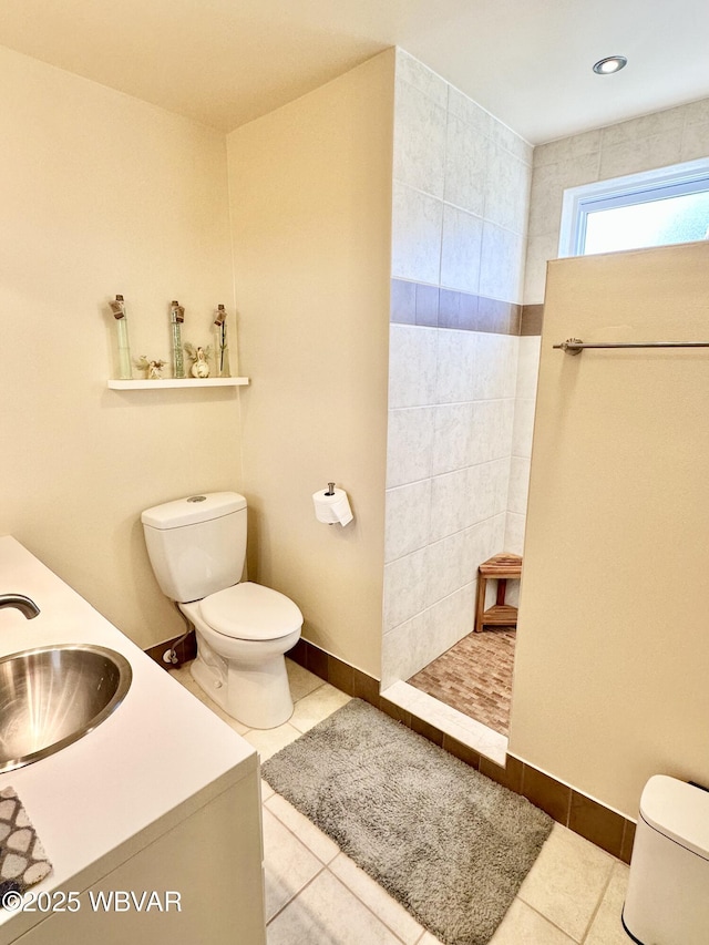 2035 Woodland Rd, Montoursville, PA 17754 - full bath with a sink, toilet, a walk in shower, and tile patterned floors