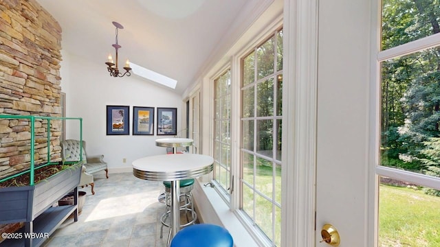 2180 Stopper Dr, Montoursville, PA 17754 - sunroom with lofted ceiling and a skylight