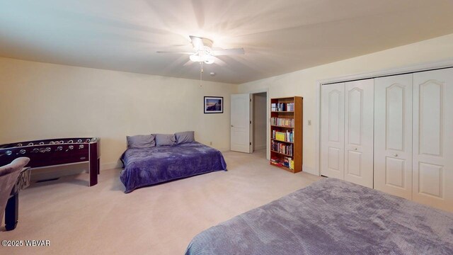 2180 Stopper Dr, Montoursville, PA 17754 - bedroom featuring carpet flooring, a closet, a ceiling fan, and baseboards