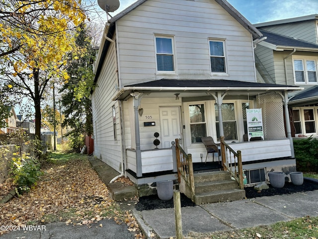 view of front of home featuring covered porch