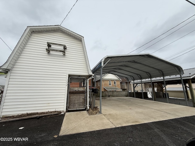 view of parking with a carport