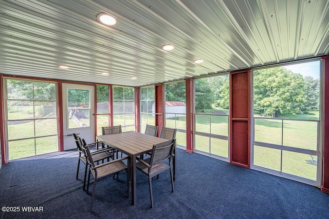 229 River Rd, Renovo, PA 17764 - sunroom / solarium featuring carpet flooring, recessed lighting, and outdoor dining space