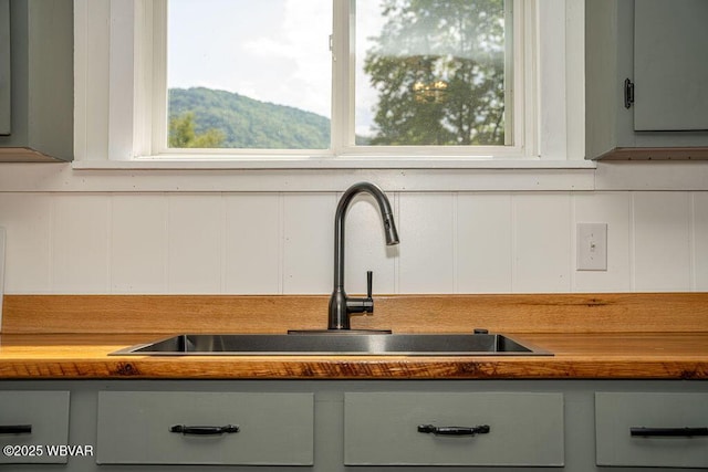229 River Rd, Renovo, PA 17764 - interior details with butcher block countertops and a sink