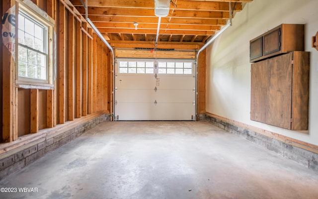 garage with a garage door opener
