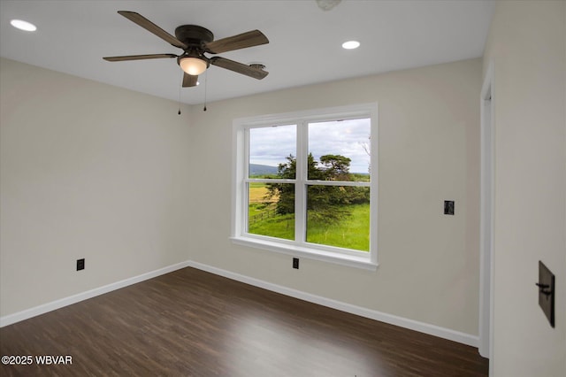 1777 Felmey Rd, Winfield, PA 17889 - unfurnished room with baseboards, dark wood-style floors, recessed lighting, and ceiling fan