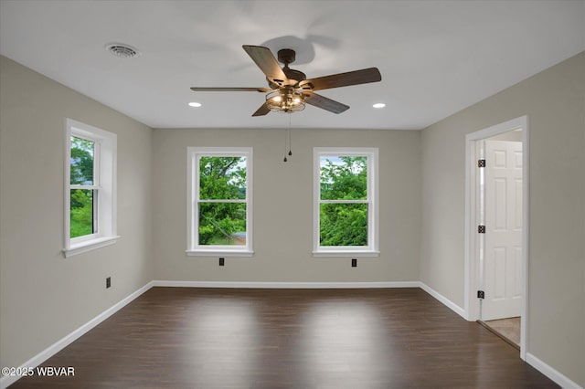1777 Felmey Rd, Winfield, PA 17889 - empty room featuring healthy amount of natural light, dark wood-style floors, a ceiling fan, baseboards, and recessed lighting