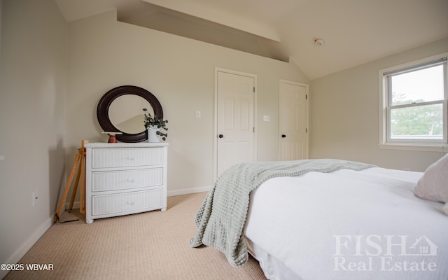 335 Chirlton Pt, Montoursville, PA 17754 - bedroom with vaulted ceiling, carpet flooring, and baseboards