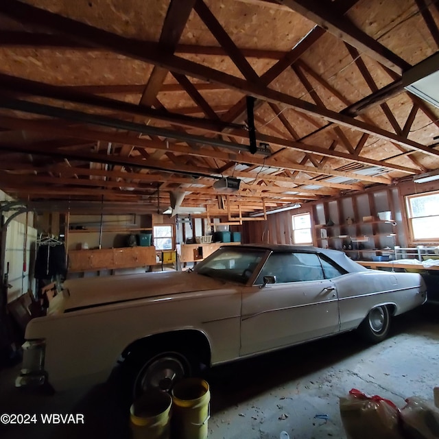 garage with a garage door opener