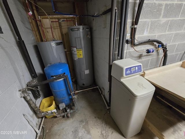 utility room with water heater