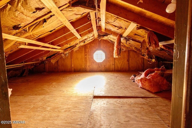 view of unfinished attic