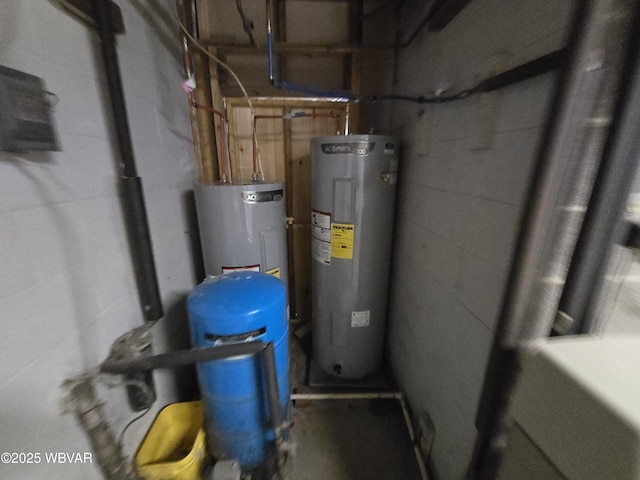 utility room featuring water heater