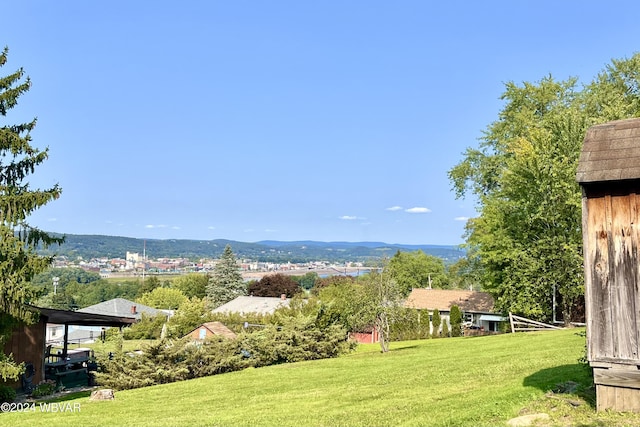 view of yard with a mountain view