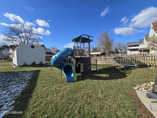 view of playground featuring a yard