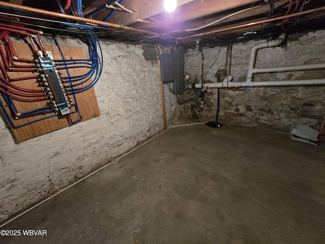 basement with electric panel