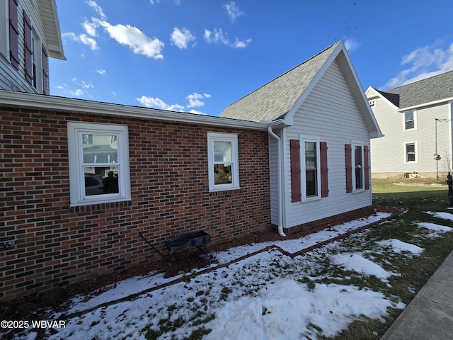 view of snow covered exterior