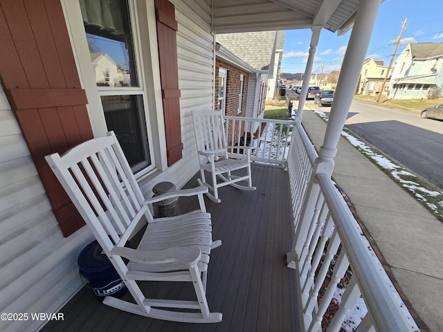 deck featuring covered porch