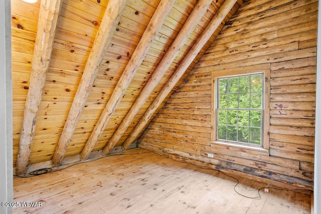 175 Hemlock Ln, Millville, PA 17846 - bonus room with wood ceiling, hardwood / wood-style floors, and log walls