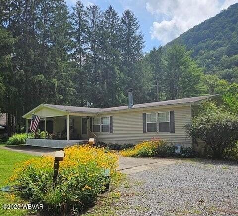 68 Sassafras Ln, Waterville, PA 17776 - back of property featuring a view of trees and a mountain view