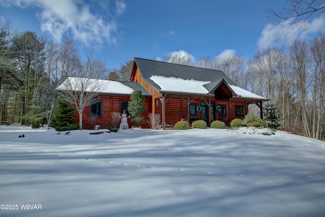 view of log home