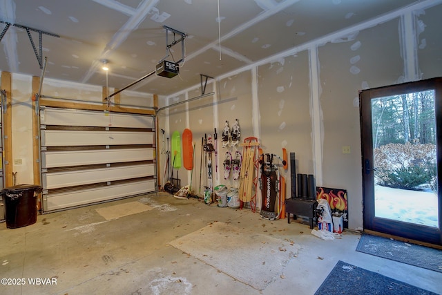 garage with a garage door opener